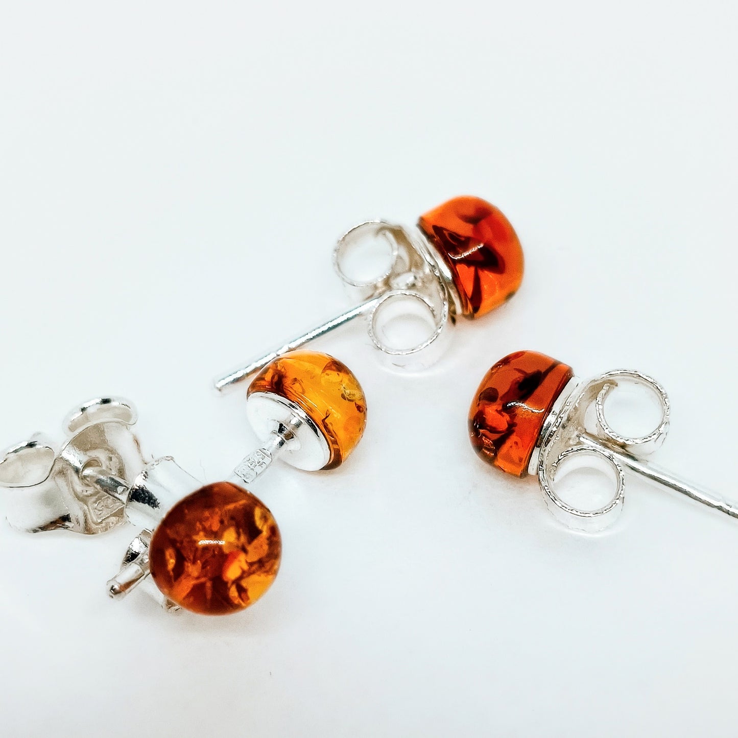 Brown amber stud earrings Jana, 925 silver