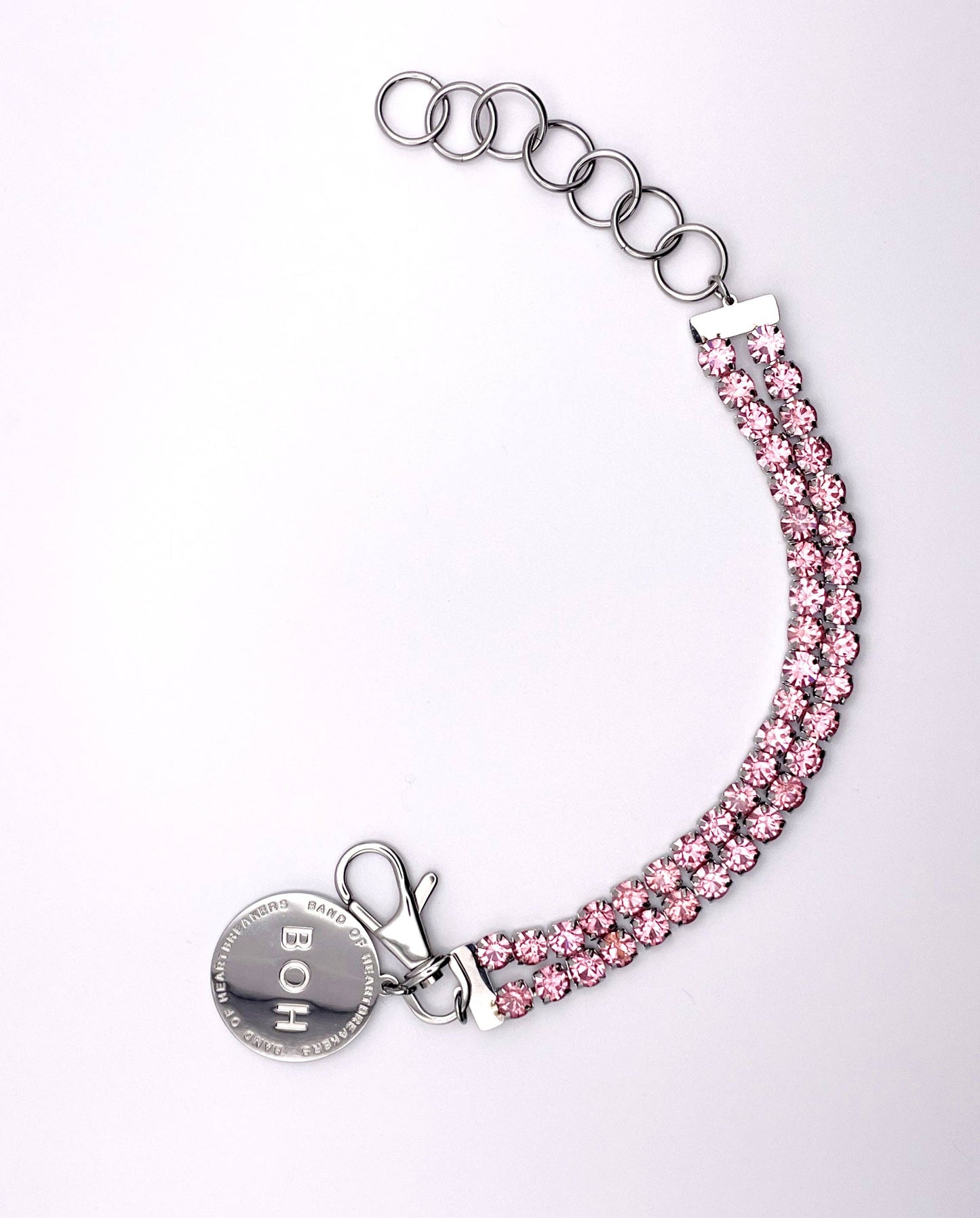 Zweireihige Luxus-Halskette mit rosa Diamantkristallen
