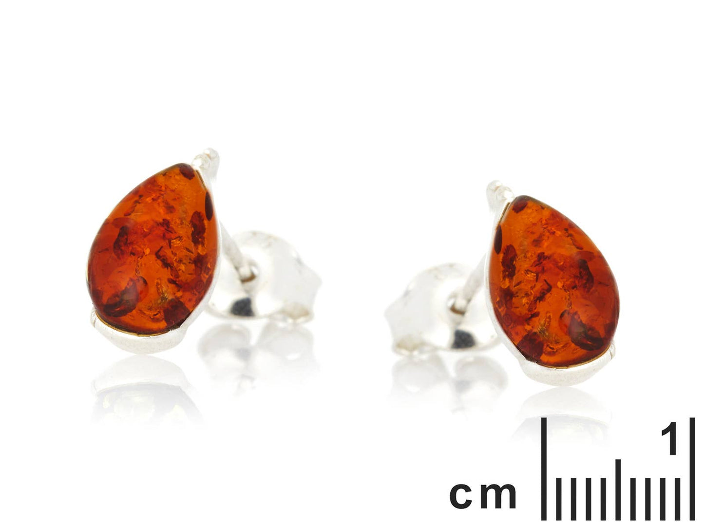 Tropfenohrringe aus baltischem Cognac-Bernstein, Silber