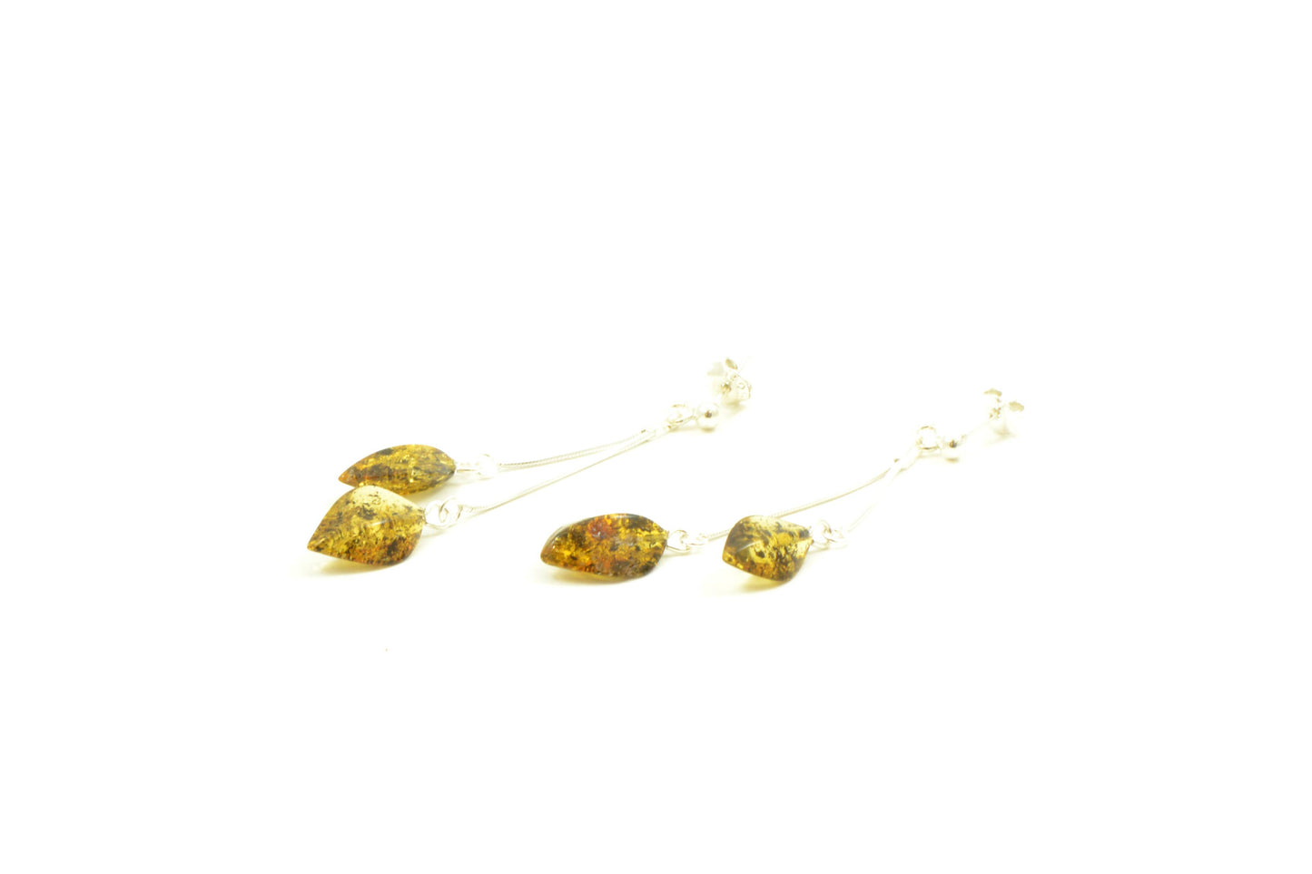 Green amber earrings with 925 sterling silver