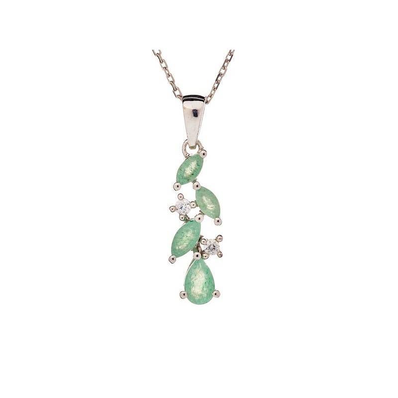 Teardrop pendant made of green aventurine, sterling silver 925, 2+0.7 cm