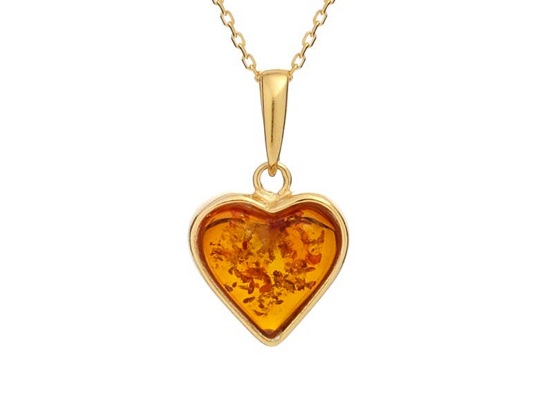 Heart pendant made of cognac amber