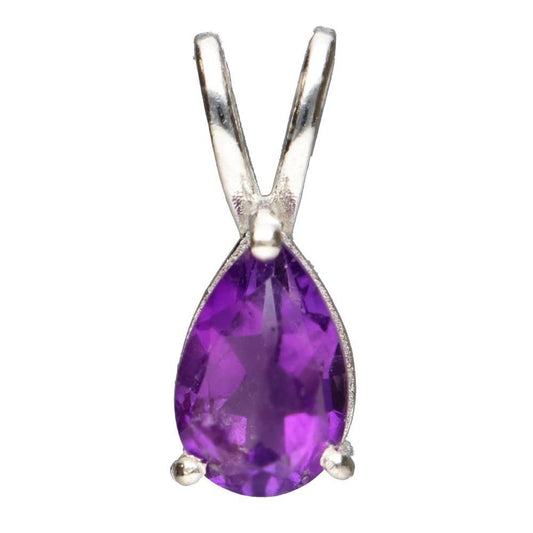 Facettierter Amethyst-Tropfenanhänger in 925er Sterlingsilber