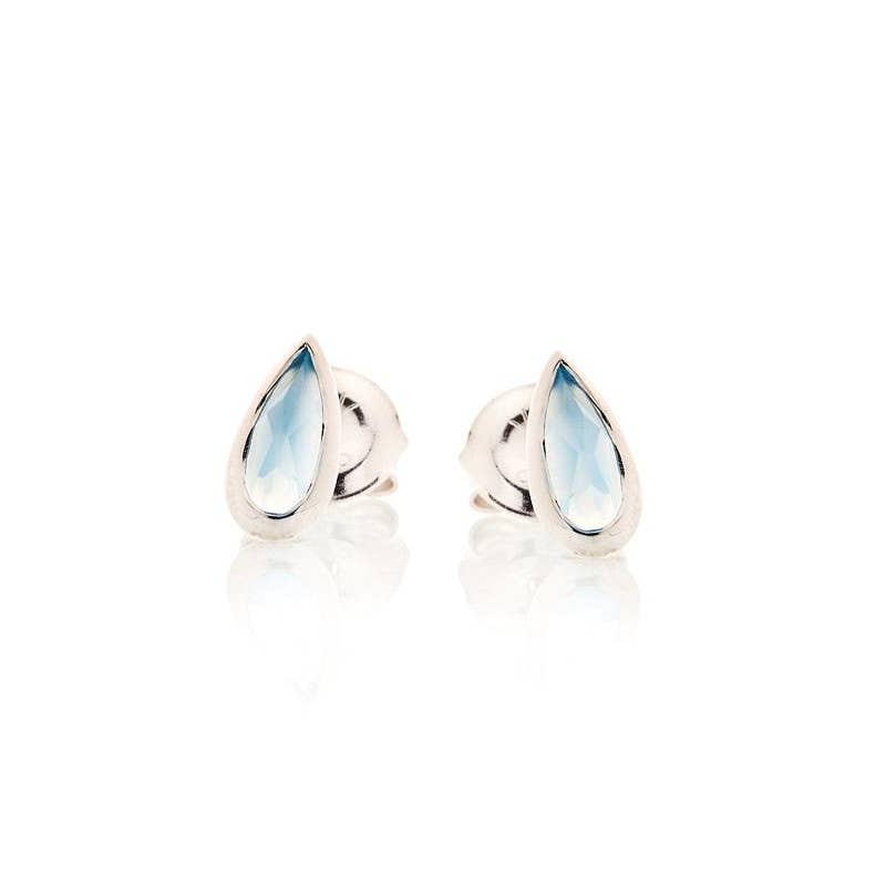 Blaue Chalcedon-Tropfenohrringe, 925 Sterlingsilber