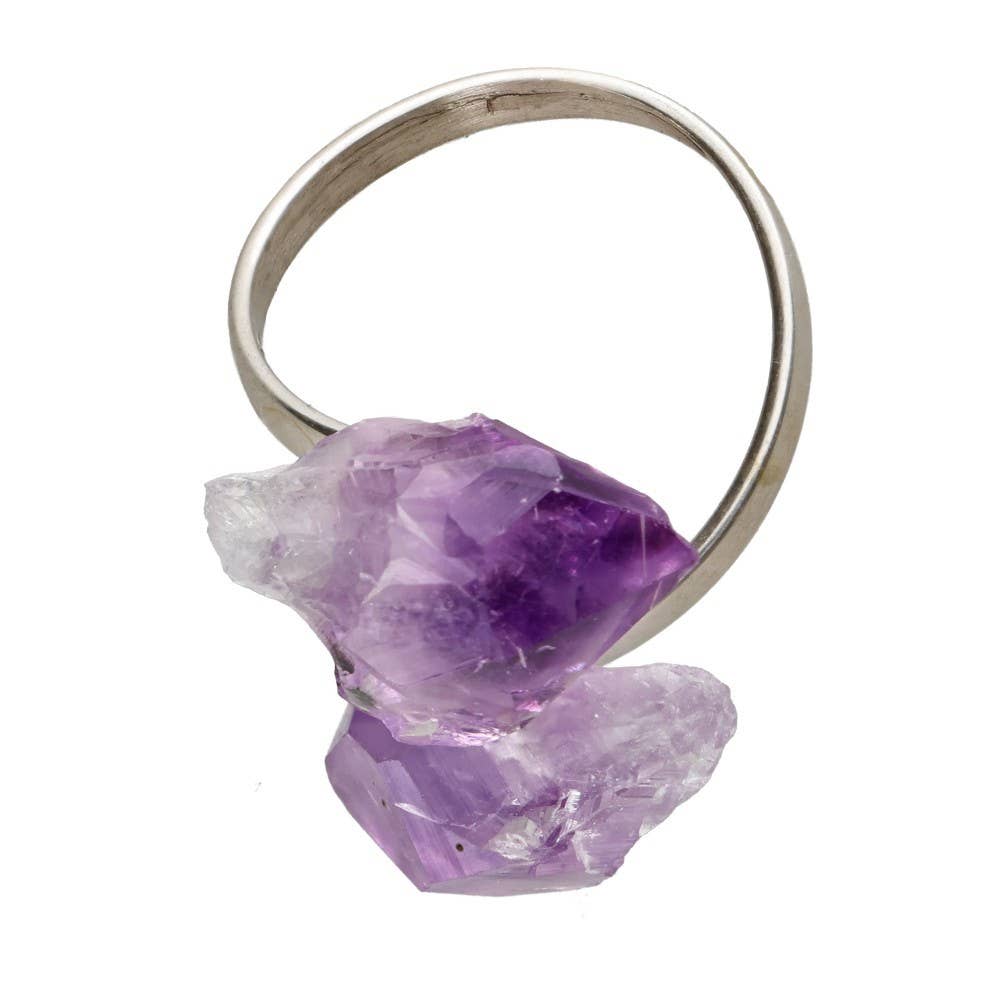 Rohamethyst-Ring aus 925 Silber