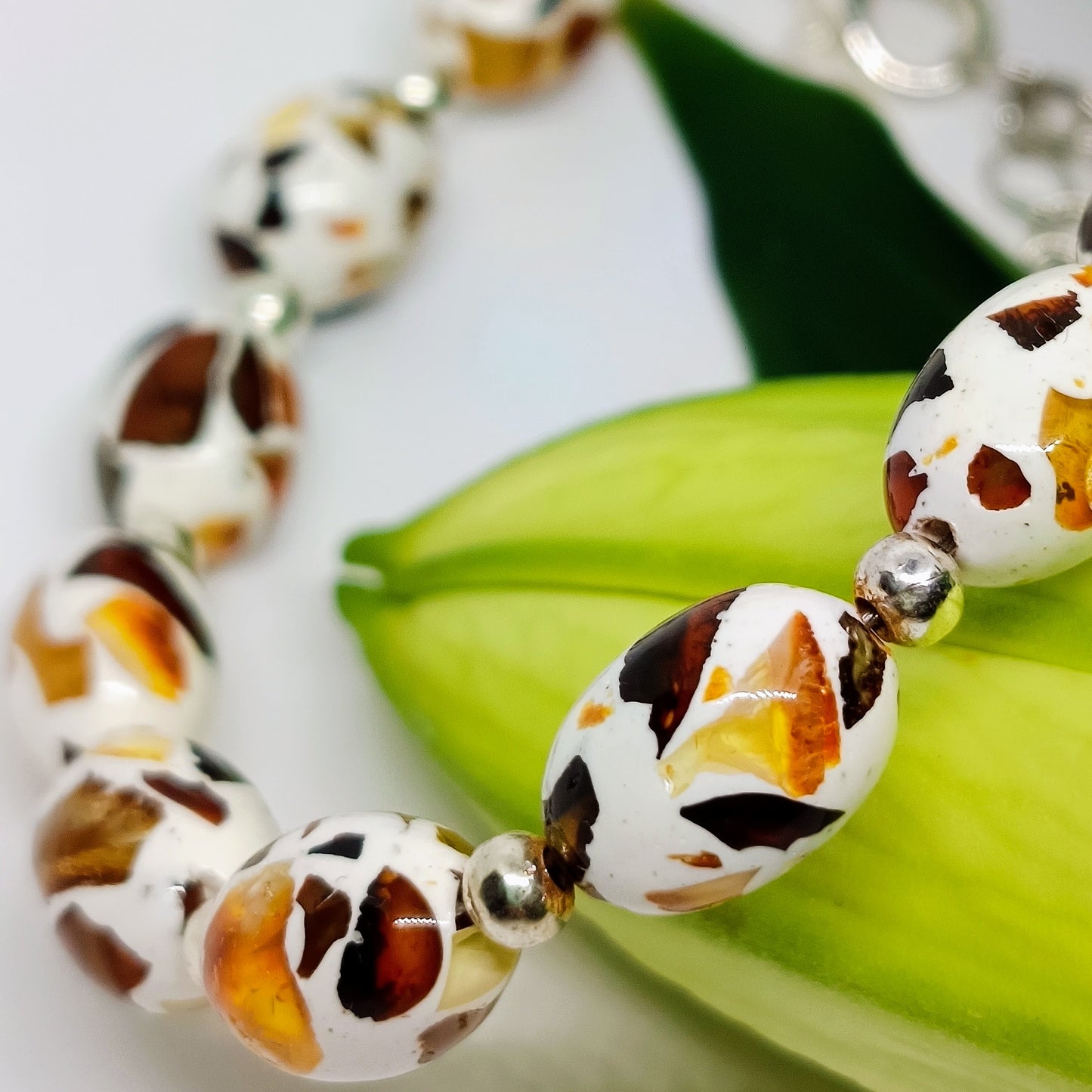Epoxy and amber gemstone bracelet for children and adults