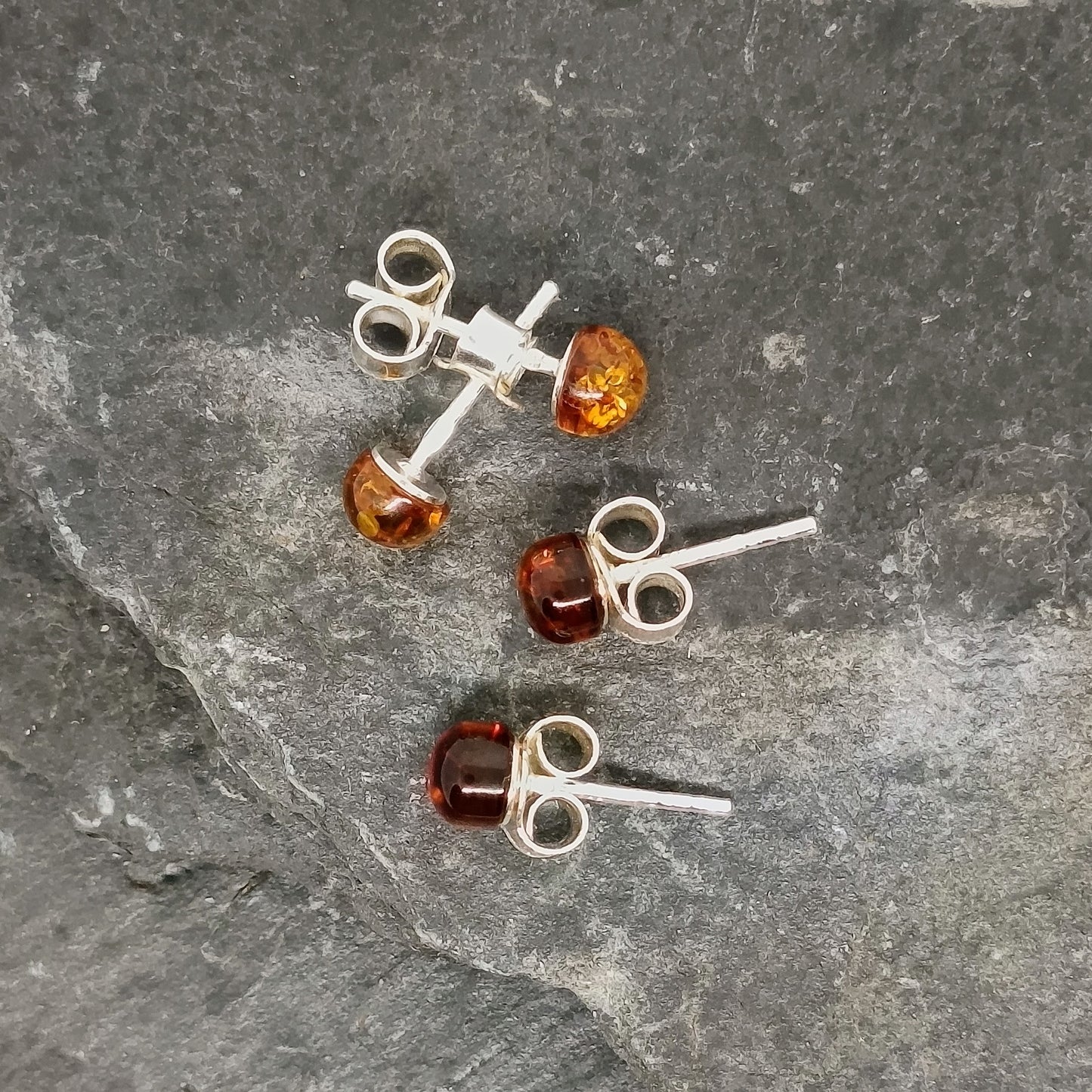 Brown amber stud earrings Jana, 925 silver