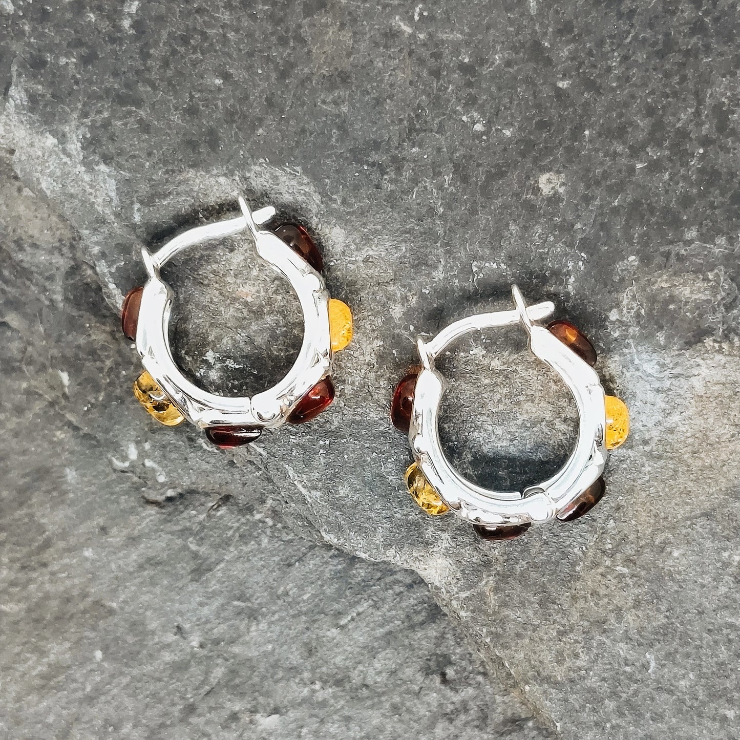 Crystal earrings made of Baltic amber