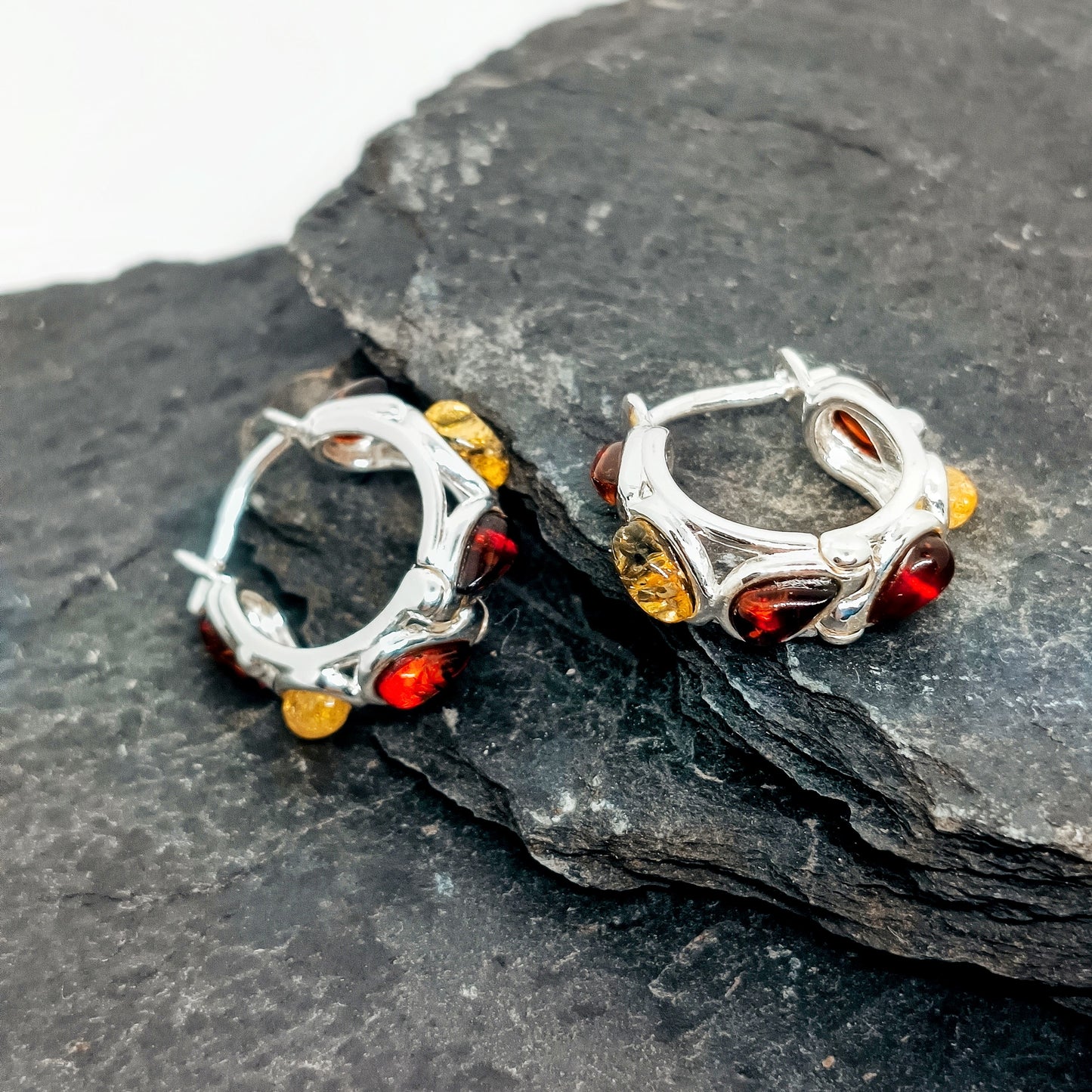 Crystal earrings made of Baltic amber