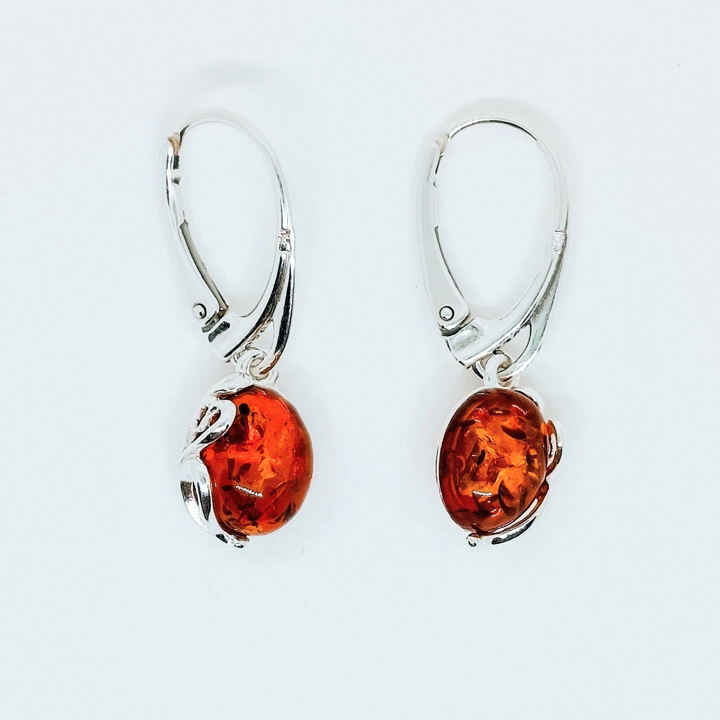 Amber earrings Julia, 925 silver