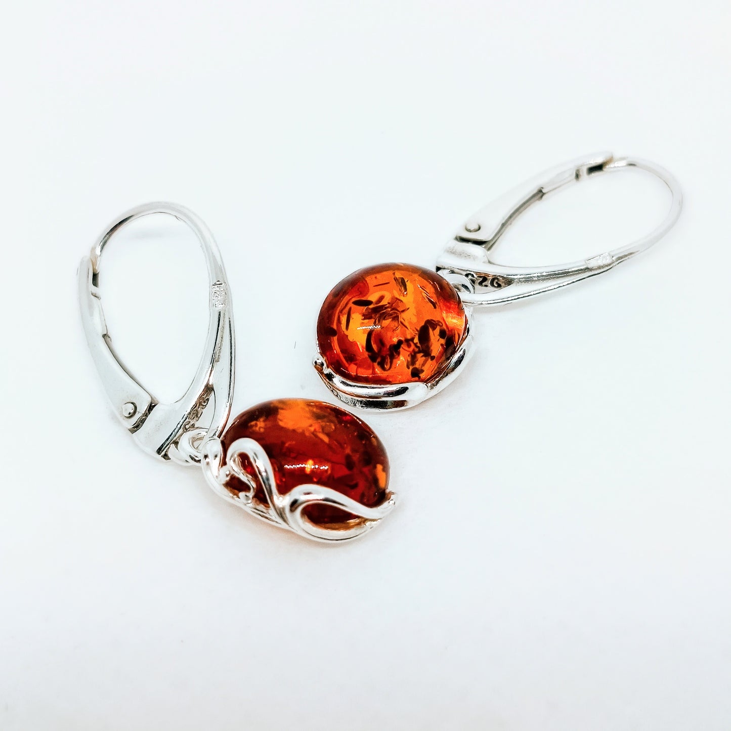 Amber earrings Julia, 925 silver