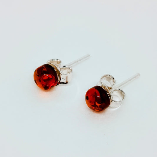 Brown amber stud earrings Jana, 925 silver