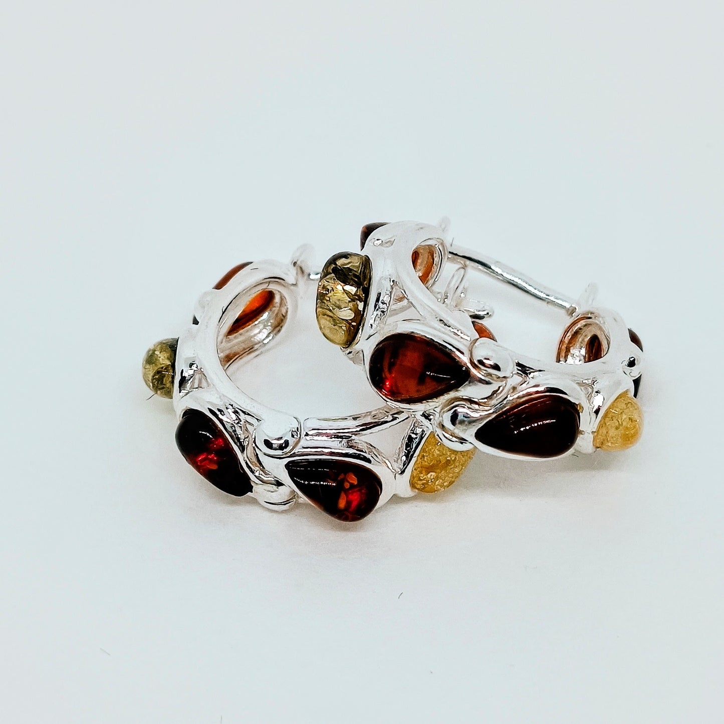 Crystal earrings made of Baltic amber