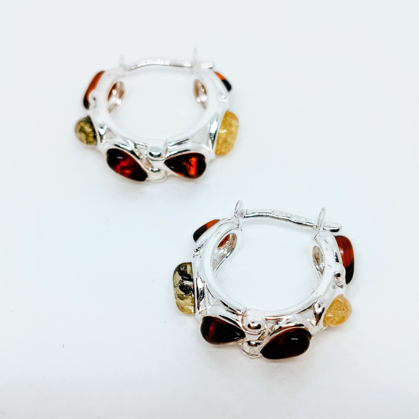 Crystal earrings made of Baltic amber