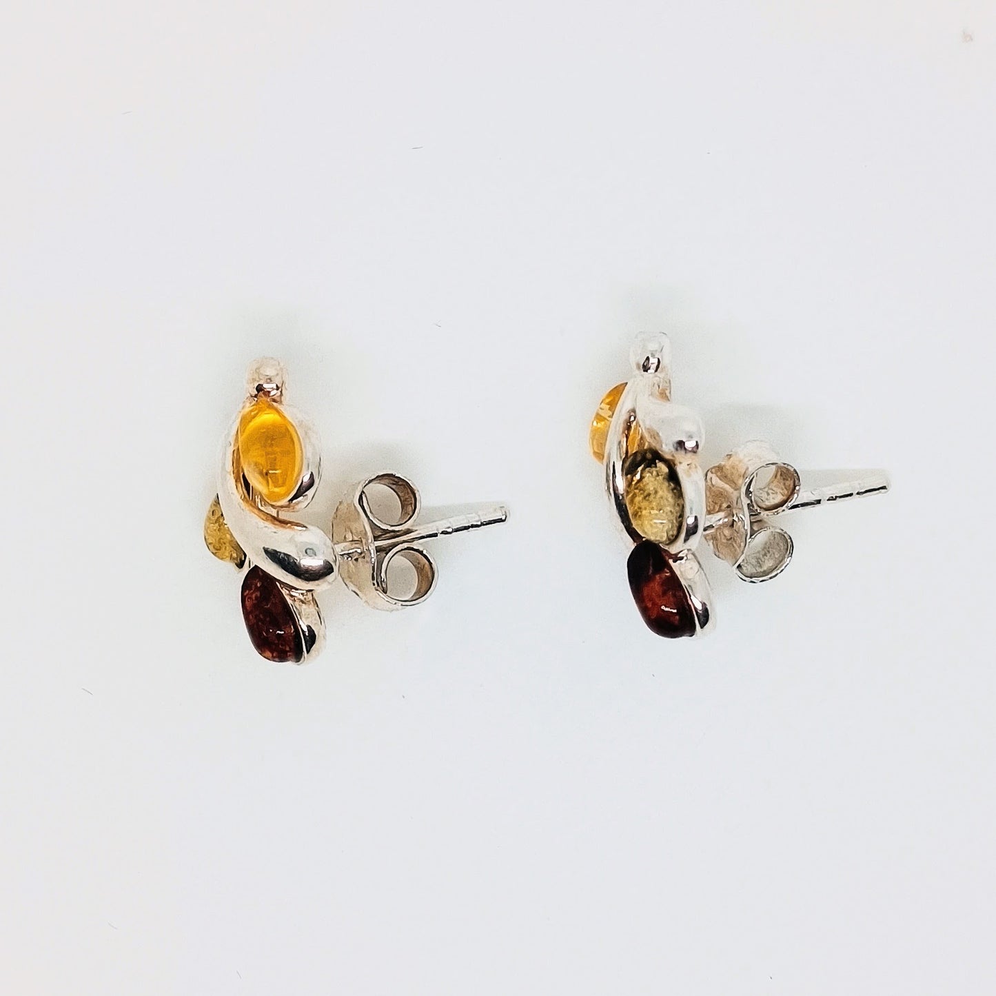 Drop earrings, 925 silver with amber