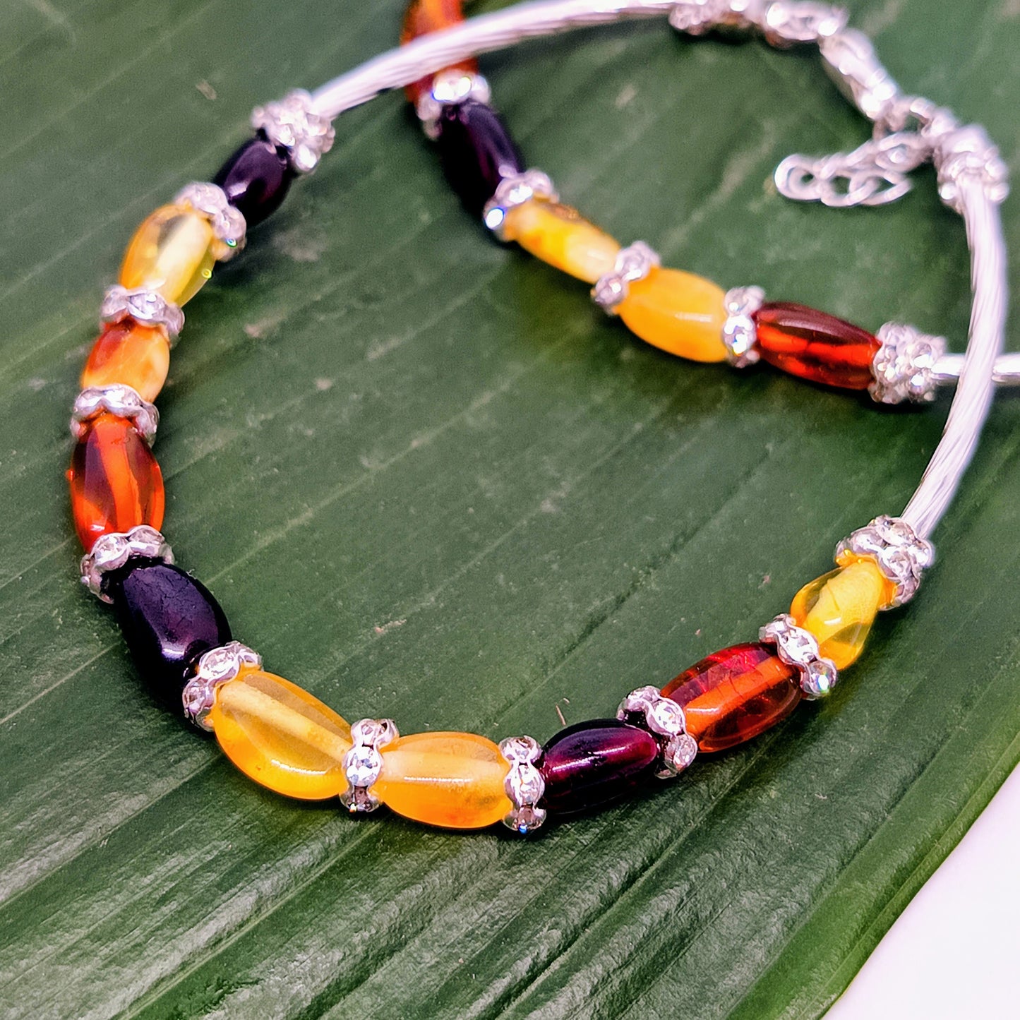 Amber bracelet with zirconia applications