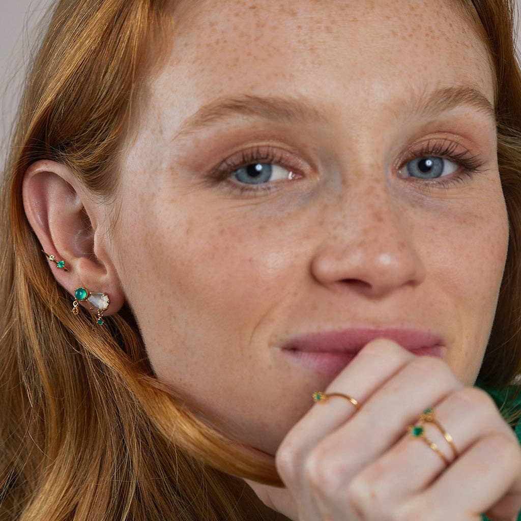 Gold-plated green onyx and citrine earrings