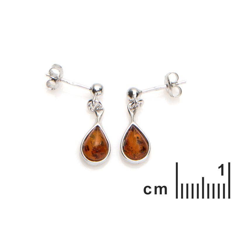 Cognac-Tropfenohrringe aus Bernstein, 925 Sterlingsilber