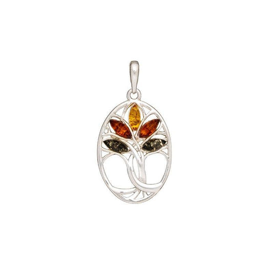 Multicolored amber pendant Tree of Life