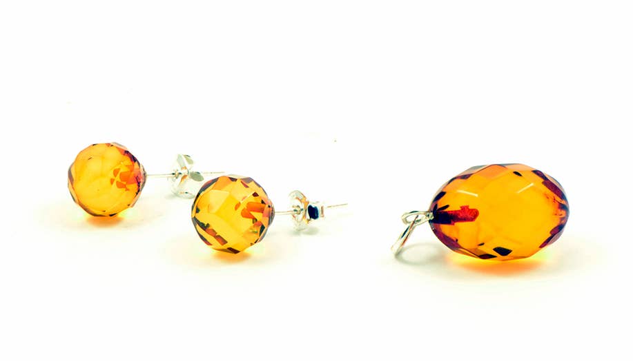 Faceted amber earrings with 925 sterling silver