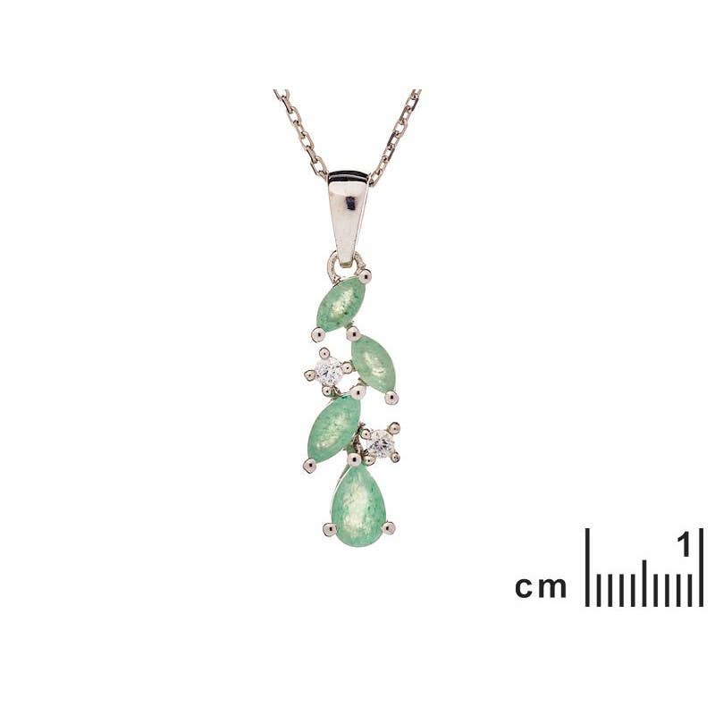Teardrop pendant made of green aventurine, sterling silver 925, 2+0.7 cm