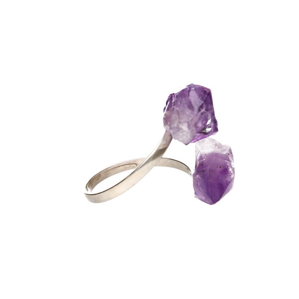 Rohamethyst-Ring aus 925 Silber