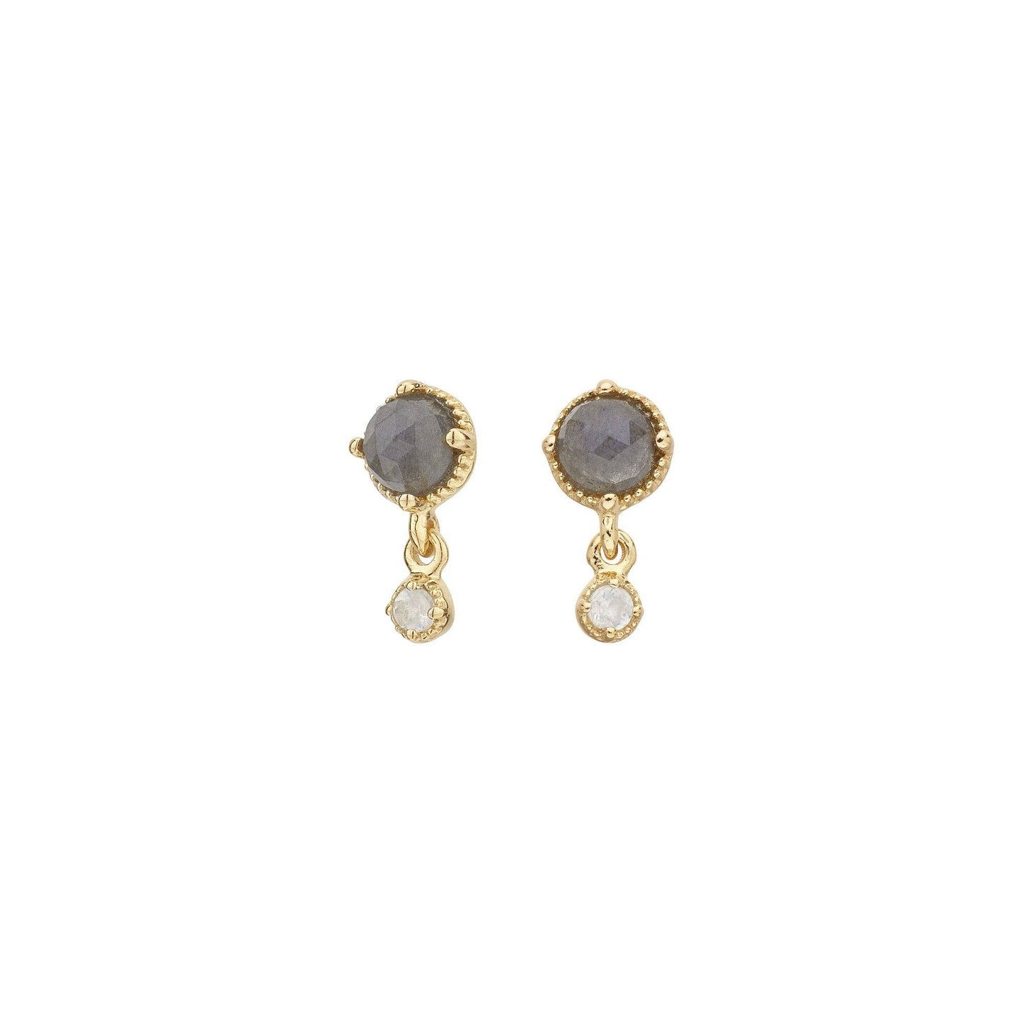 Gold-plated earrings with labradorite and moonstone