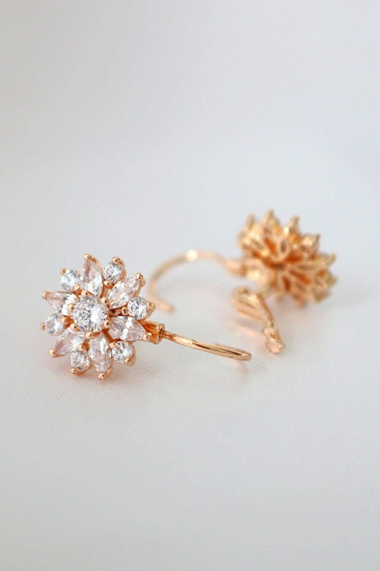 Diamond Flowers, 18K Huggie Hoops