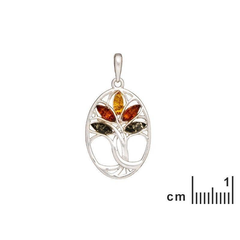 Multicolored amber pendant Tree of Life