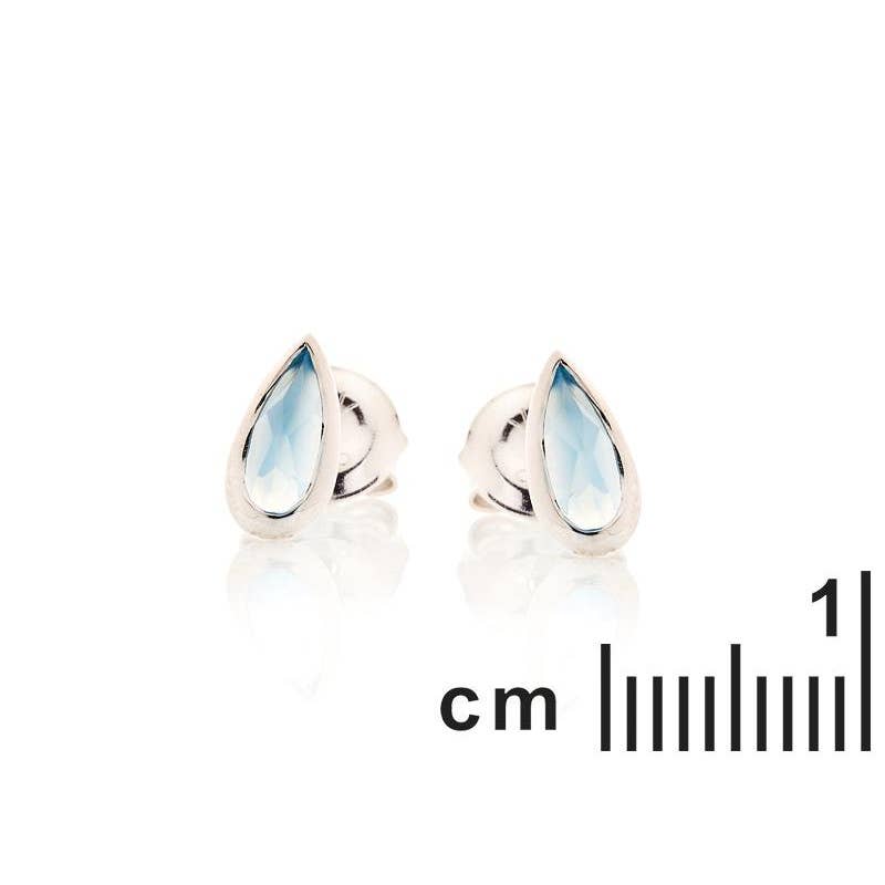 Blaue Chalcedon-Tropfenohrringe, 925 Sterlingsilber