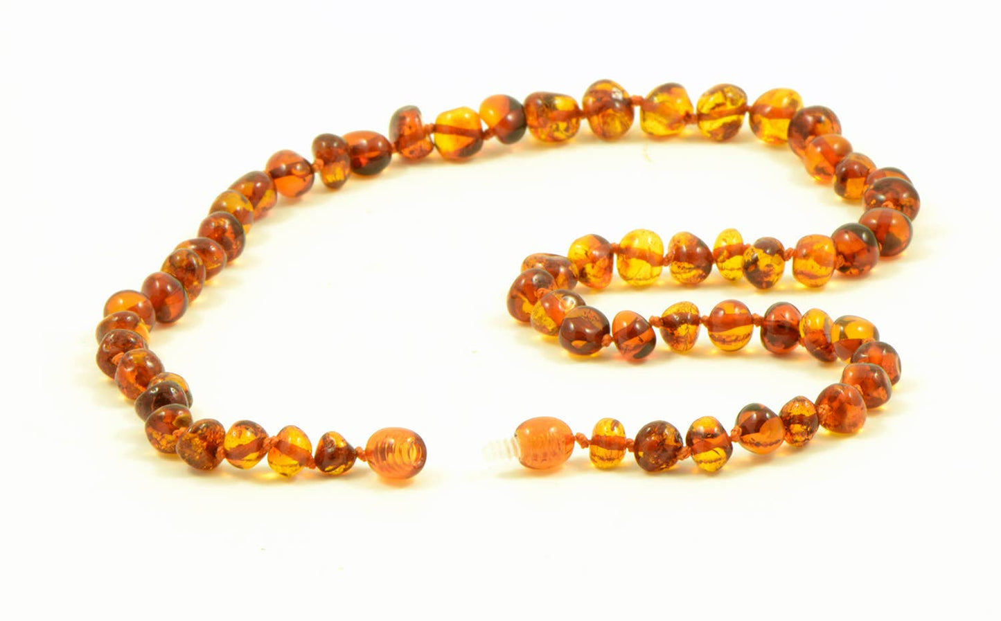 polished amber bead necklace, cognac