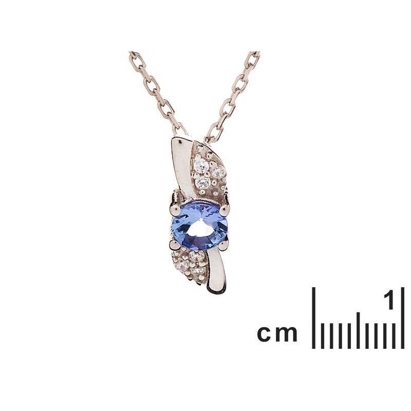 Runder blauer Tansanit-Anhänger, Sterlingsilber, Höhe 1,4 cm