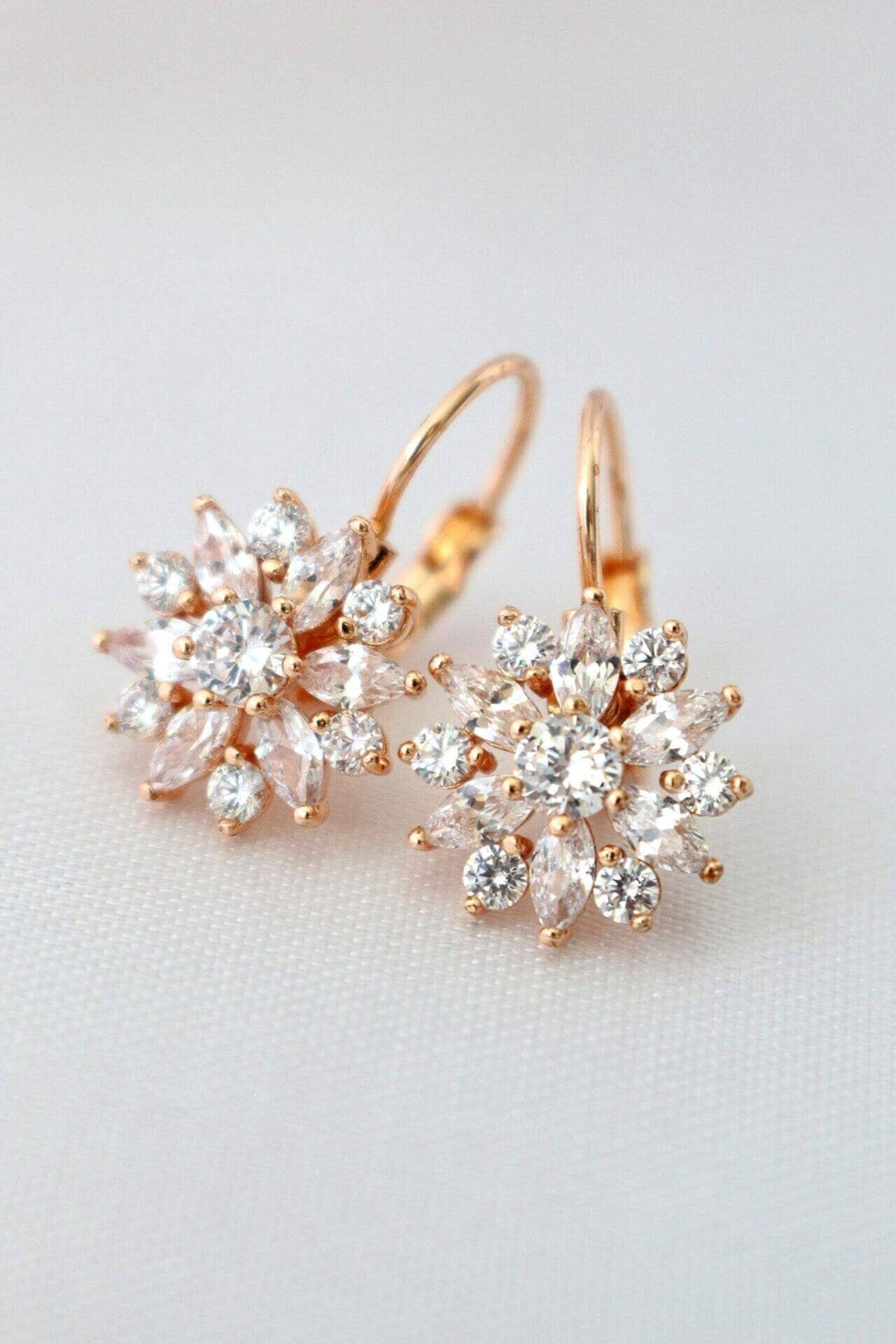 Diamond Flowers, 18K Huggie Hoops