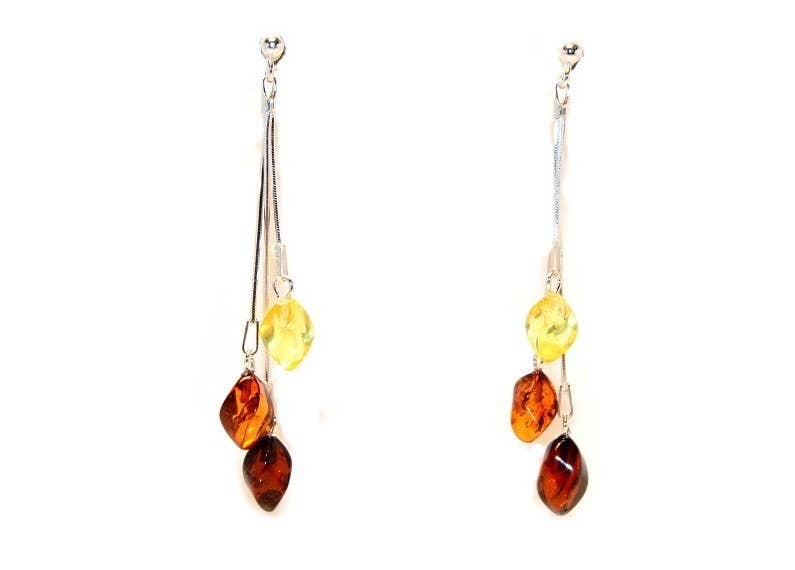 Multicolored amber earrings with 925 sterling silver