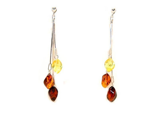 Multicolored amber earrings with 925 sterling silver