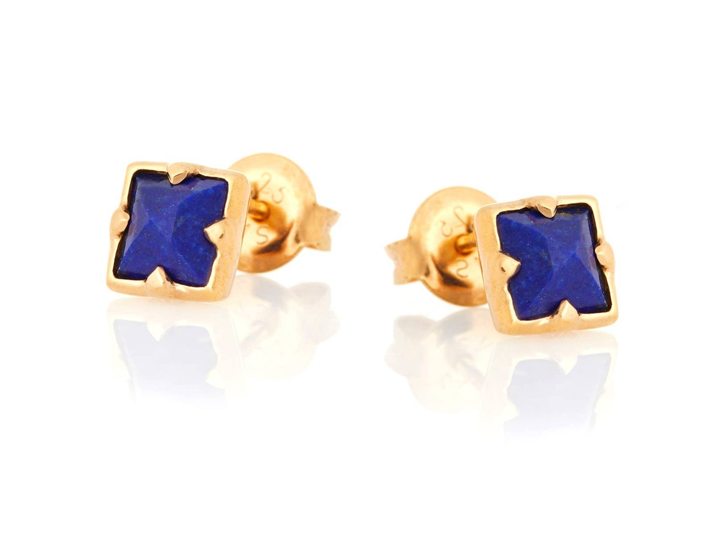 Lapis lazuli earrings, 925 silver gold-plated