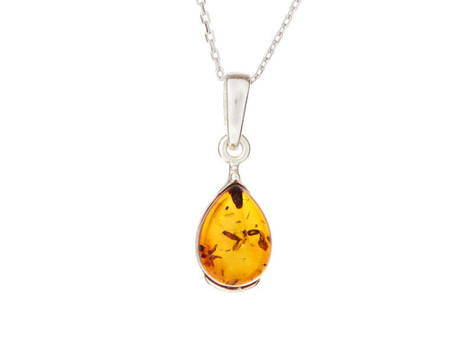 Cognac drop pendant made of amber