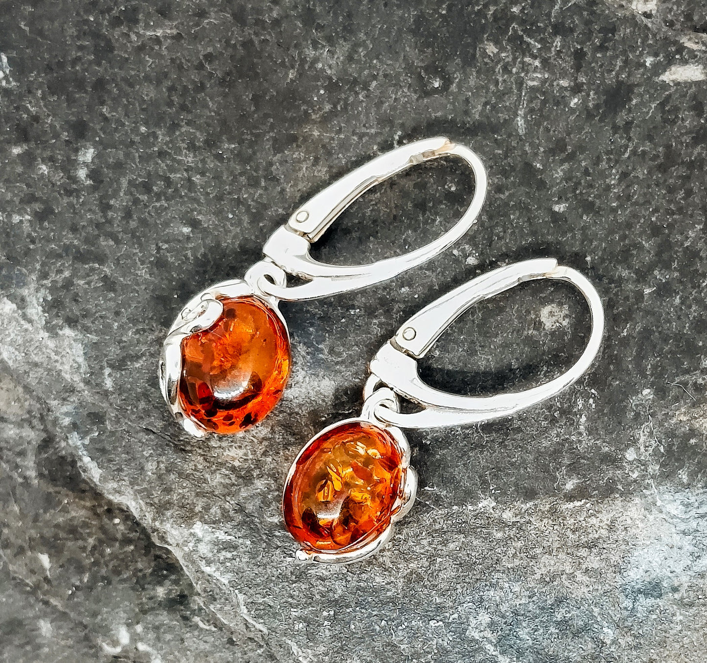 Amber earrings Julia, 925 silver