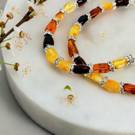 Amber bracelet with zirconia applications