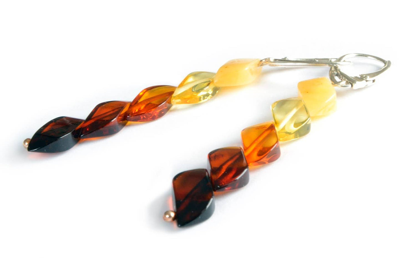 Multicolored Baltic amber earrings, 925 sterling silver