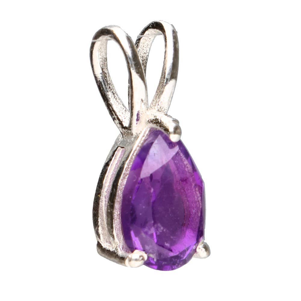 Facettierter Amethyst-Tropfenanhänger in 925er Sterlingsilber