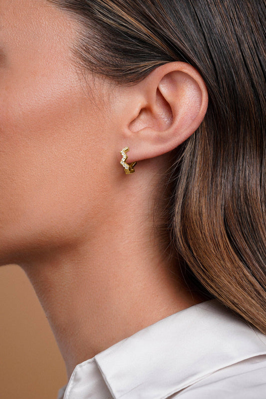 ZICKZACK-OHRRINGE, Creolen AUS VERGOLDETEM SILBER