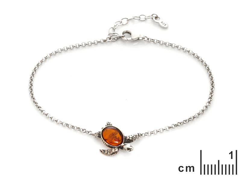 Schildkrötenarmband aus Cognac-Bernstein, 925