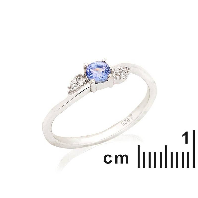 Ring mit natürlichem blauem Tansanit aus rhodiniertem Sterlingsilber