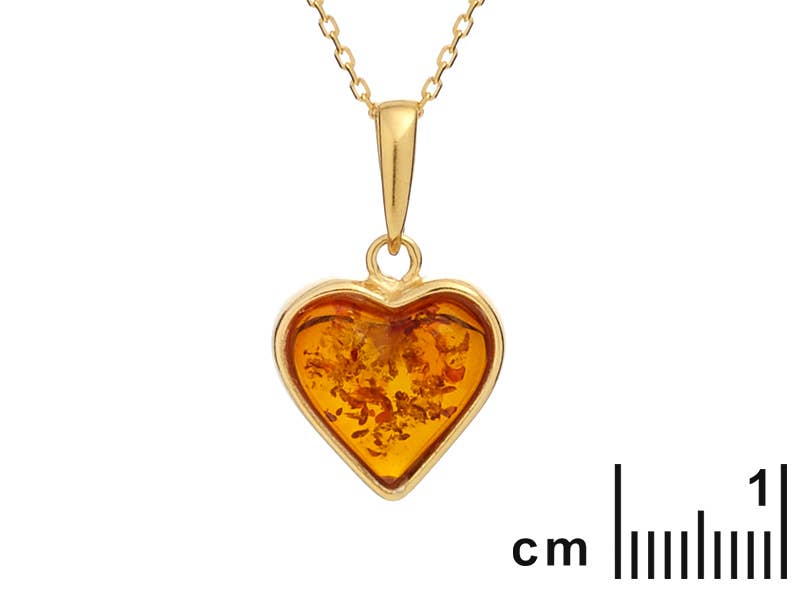 Heart pendant made of cognac amber