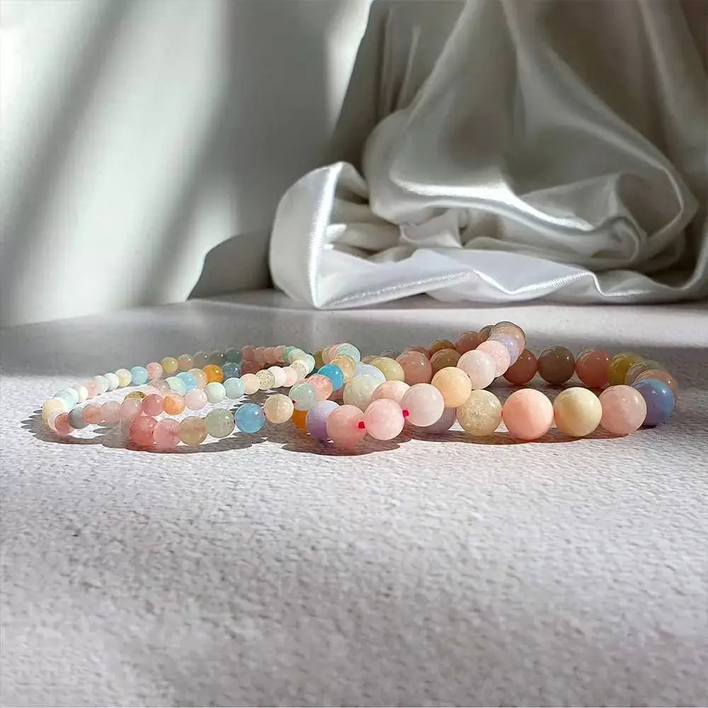 Bracelet with aquamarine and morganite, 10 mm