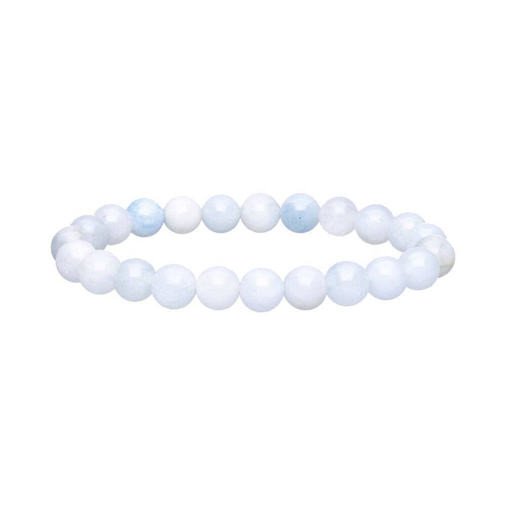 Aquamarin-Armband, glatte Kugel, 8 mm