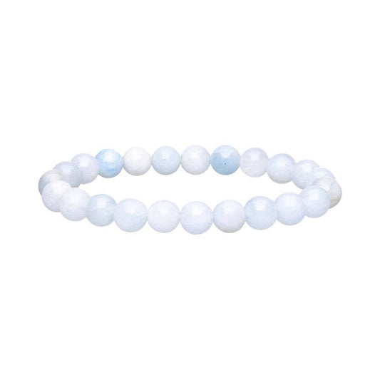 Aquamarin-Armband, glatte Kugel, 8 mm