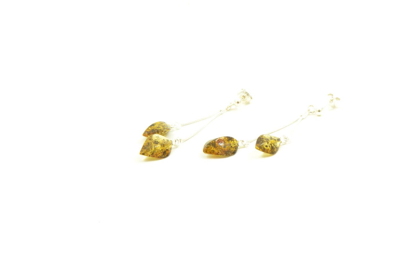 Green amber earrings with 925 sterling silver