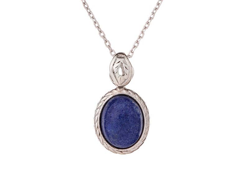 Blauer Lapislazuli-Anhänger, 925 Antiksilber, 1,2+0,6 cm